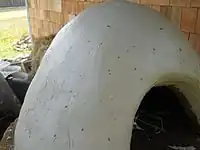 Fig.24 24 hours after the lime plaster was applied. Notice how the plasma pockets exploded resulting in a red speckled design.