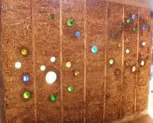 CCAT greenshed west wallClay-straw slip wall of CCAT's Greenshed