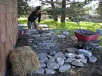 Fig.1 Constructing the base out of urbanite and rubble