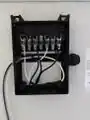 Wiring on the back of the panel.