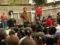 Enrique Lomnitz teaching students at Villa Victoria about Rainwater harvesting