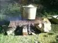 Melting of plastic can be accomplished over an open fire.