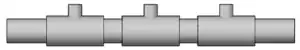 Four four inch section of one and a half inch P.V.C. connected by three one and a half inch to half inch P.V.C. Reducer T-joints.
