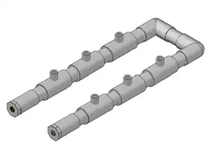 The main pressure chamber of the multiple rocket launcher without the launching tubes, pressure gauge, or Schraeder valve.