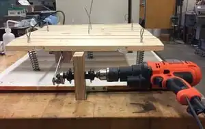 Shake tableAn earthquake simulator machine that is powered by a drill.