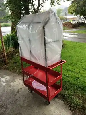Mobile GreenhouseA mobile greenhouse for starting seeds that wheels from class to sun.