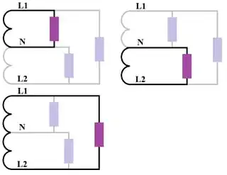 Single split-phase transformer secondary circuit divided