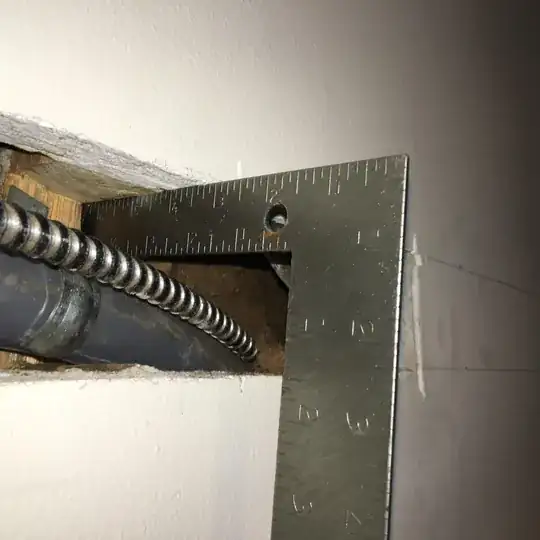 3 1/2" Stud depth to sheathing + ~2" notch