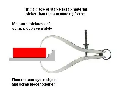 using caliper on framed object