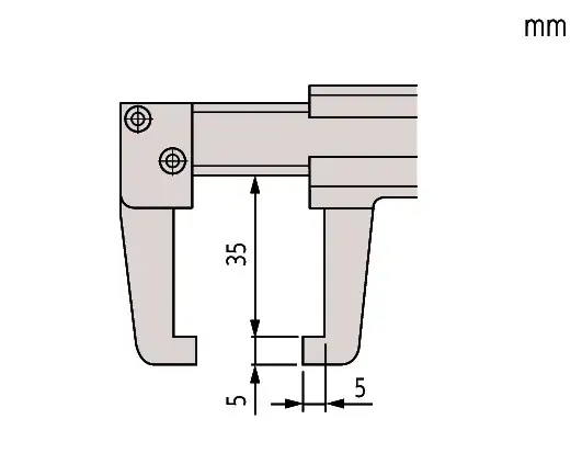 Dimensions of caliper jaws