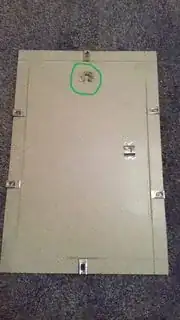 Click photo for full size. picture frame from behind with centered hanger