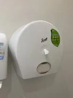 click for full image Toilet paper dispenser with hole in the middle