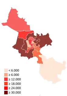 Colour-coded map of Ho Chi Minh City