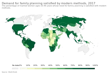 Demand for family planning satisfied by modern methods as of 2017.