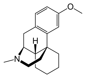 Chemical structure of dextromethorphan.