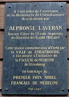 Commemorative plaque at the Château à Strasbourg