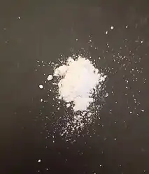 ~98% pure etizolam powder. The pictured amount is roughly 150 mg, and is thus around 150 standard doses.