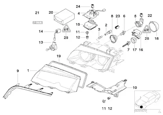 Scheme of BMW E46 EOM xenon headlights