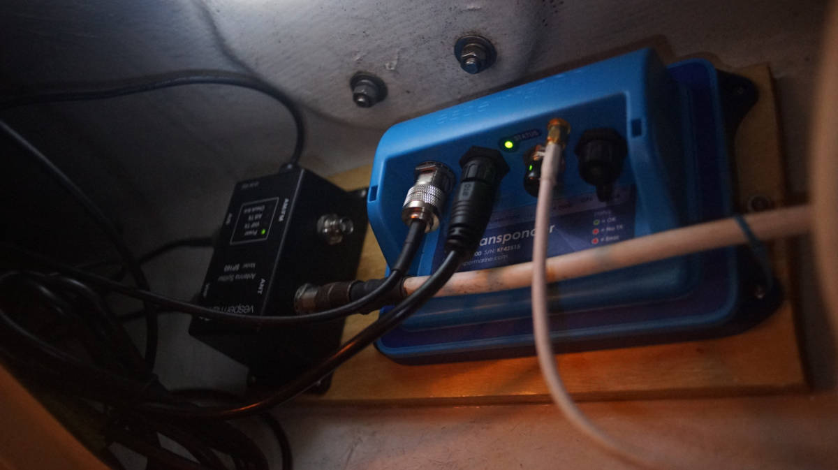 vesper AIS and antenna splitterinstalled in a bulkhead