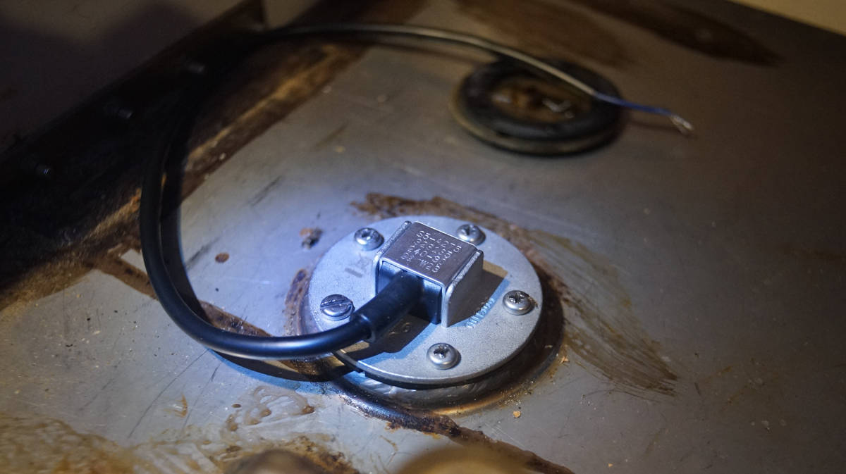 our new fuel sensor attached to the tank