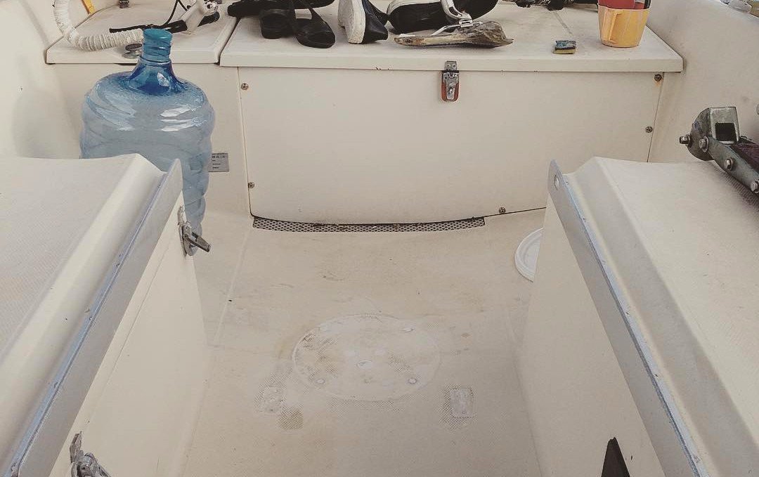 a photo of the cockpit floor with the floor holes patched in