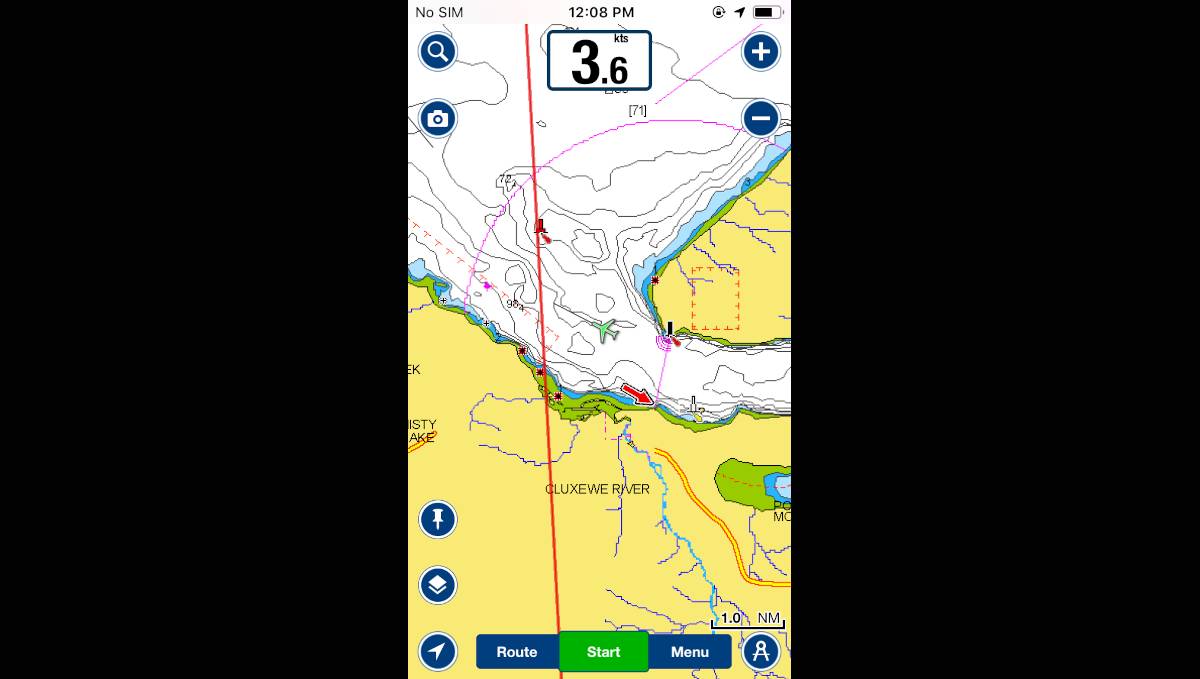 navionics showing a plane icon near port mcneill