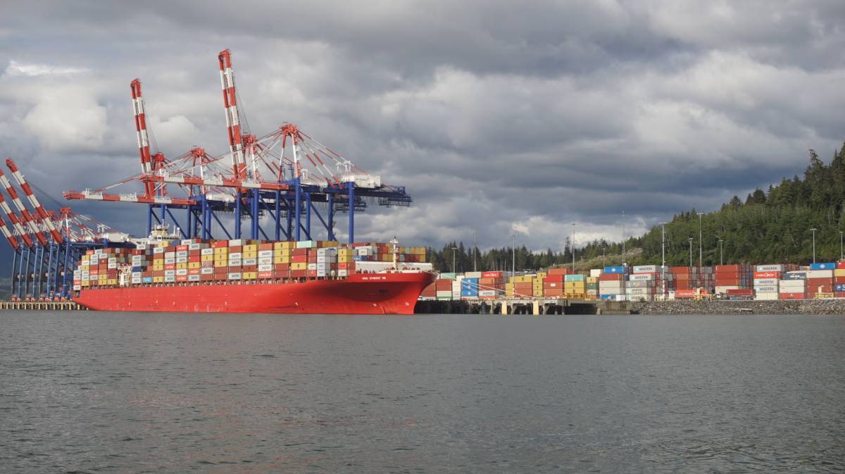 giant cranes lifting cargo onto a container ship