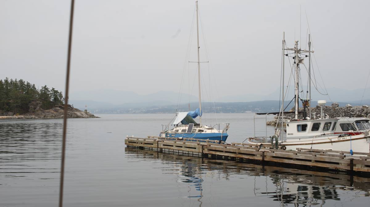 view of malaspina strait full of smoke