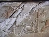 Buck hunting scene (detail).