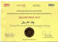 2013 Svetozar Stracina Grand Prix Diploma