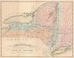 A colored print map depicting several states and their boundaries