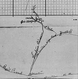 1889 map attached to application for a post office at Matilija, Ventura County, California
