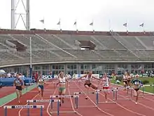 Image 28A women's 400 m hurdles race at the 2007 Dutch Championships (from Track and field)