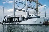 SpaceX Dragon recovery vessel, Megan, at West Basin in Port Canaveral, Florida USA on February 25, 2023.