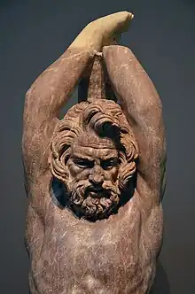 AD statue in red marble of Marsyas, a satyr who dared challenge Apollo to a music contest
