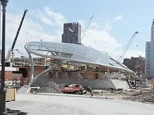 Station entrance under construction in May 2014