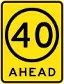(R4-V108) 40&nbsp;km/h Speed Limit Ahead (Used in Victoria)