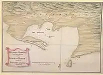A Plan of the Harbour and Parts adjacent on the Isthmus of Darien where the Scotch Company was settled, 1743.
