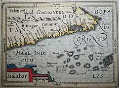 A horizontal Malabar Coast miniature map by Abraham Ortelius, Antwerp, c.1580, from the Epitome Theatri Orteliani; *a reprint by Petrus Bertius, 1630*; and *another Bertius version*, Amsterdam, c.1600-18