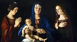 Giovanni BelliniMadonna and Child with Saint Catherine and Saint Mary Magdalene, 58 × 107 cm
