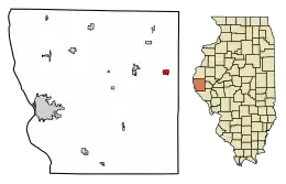 Location of Clayton in Adams County, Illinois.