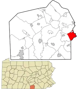Location in Adams County and the state of Pennsylvania.
