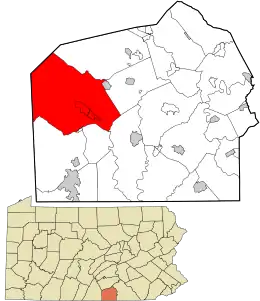 Location of Franklin Township in Adams County, Pennsylvania and of Adams County in Pennsylvania