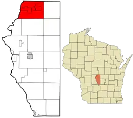 Location in Adams County and the state of Wisconsin.