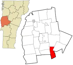 Location in Addison County and the state of Vermont.