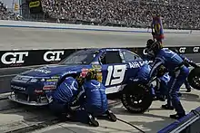 Car 19 pitting during the race