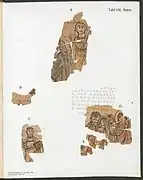 Pl. 7, Recto - A: Eli and Prophetess Anna. C: Prophet Zechariah. D+E: An angel blesses a young John in the arms of Zechariah.