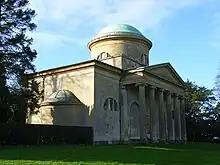 1764 'Old' All Saints Church, designed in the Palladian Greek Revival style. North facade with portico facing the River Thames. It is now redundant.