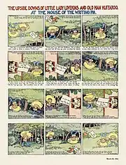 Comics The Upside Downs of Little Lady Lovekins and Old Man Muffaroo - At the house of the writing pig by Gustave Verbeek containing ambigram sentences, 1904