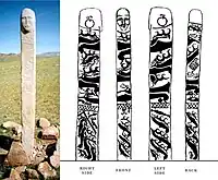 Type I: Classic Mongolian (Uushigiin Övör site, Deer Stone 14), with its four sides.